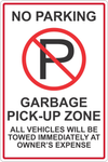 No Parking Garbage Pickup Zone