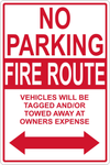 No Parking Fire Route